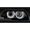 Φανάρια εμπρός BMW E46 sedan (1998-2001) angel eyes με CCFL - μαύρα , με λάμπες (Η1) - σετ 2τμχ.