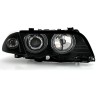 Φανάρια εμπρός BMW E46 sedan (1998-2001) angel eyes με CCFL - μαύρα , με λάμπες (Η1) - σετ 2τμχ.