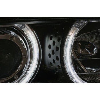 Φανάρια εμπρός BMW E46 sedan (1998-2001) angel eyes με CCFL - μαύρα , με λάμπες (Η1) - σετ 2τμχ.