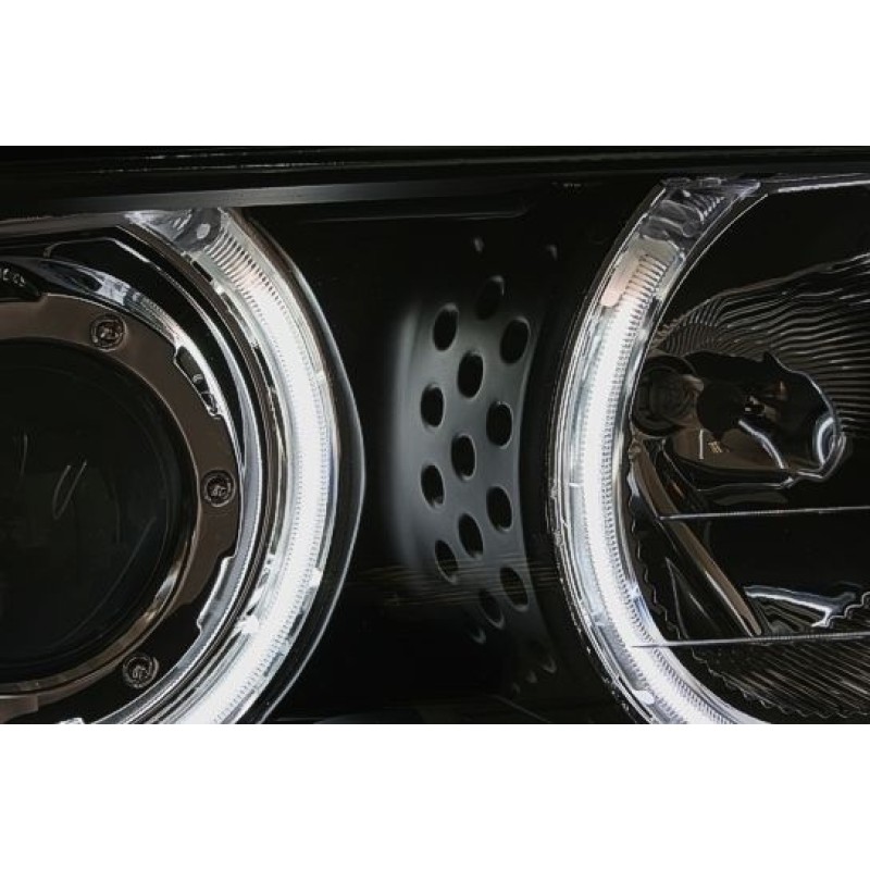 Φανάρια εμπρός BMW E46 sedan (1998-2001) angel eyes με CCFL - μαύρα , με λάμπες (Η1) - σετ 2τμχ.