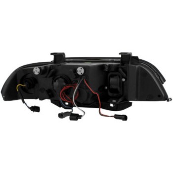 Φανάρια εμπρός BMW E39 (1995-2003) angel eyes - μαύρα , με λάμπες (Η1) - σετ 2τμχ.