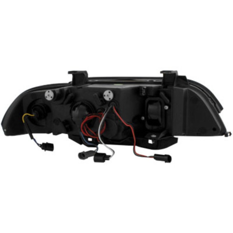 Φανάρια εμπρός BMW E39 (1995-2003) angel eyes - μαύρα , με λάμπες (Η1) - σετ 2τμχ.