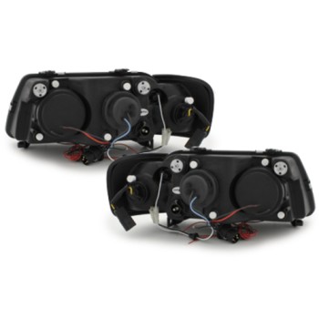 Φανάρια εμπρός Audi A3 (1996-2000) angel eyes - μαύρα , με λάμπες (Η1) - σετ 2τμχ.