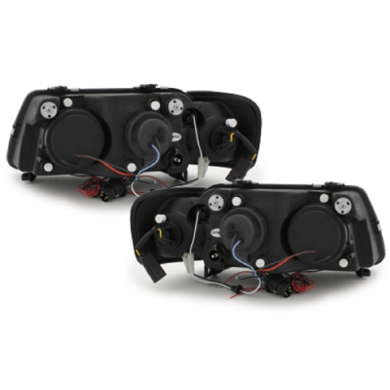 Φανάρια εμπρός Audi A3 (1996-2000) angel eyes - μαύρα , με λάμπες (Η1) - σετ 2τμχ.