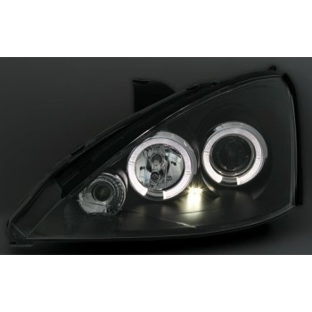 Φανάρια εμπρός Ford Focus (1998-2001) angel eyes - μαύρα , με λάμπες (Η1) - σετ 2τμχ. Φανάρια εμπρός Ford Focus (1998-2001) angel eyes - μαύρα , με λάμπες (Η1) - σετ 2τμχ.