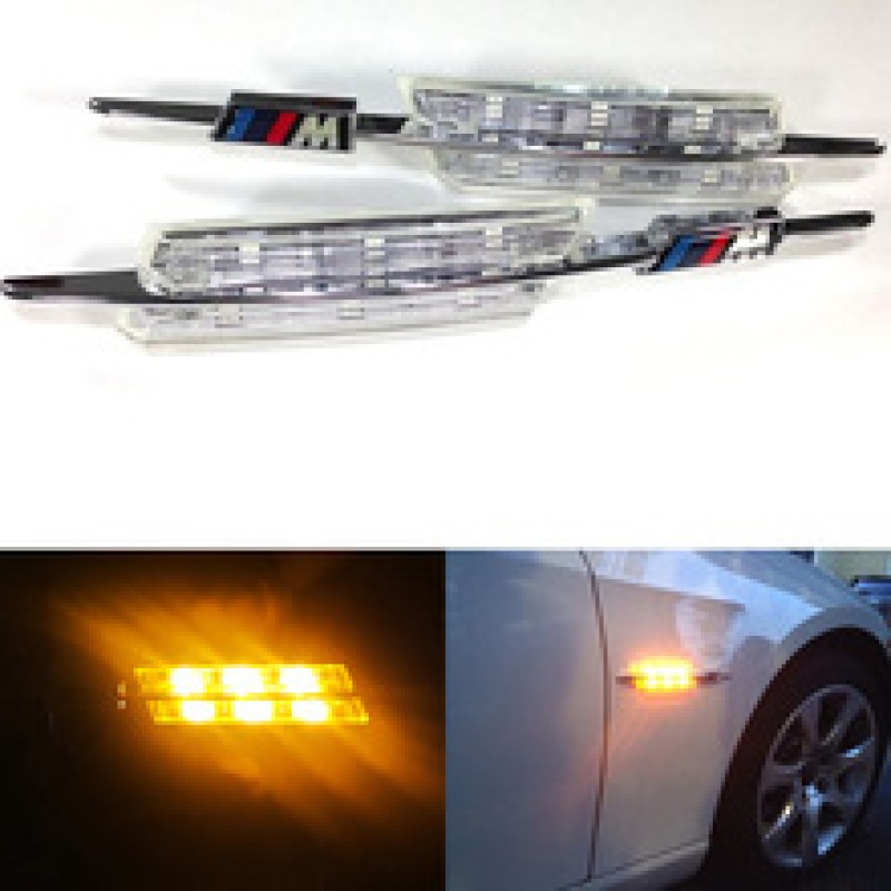 Led φλας BMW E46 / E60 / E90 M-look (2003-2008) - χρωμίου - σετ 2τμχ.