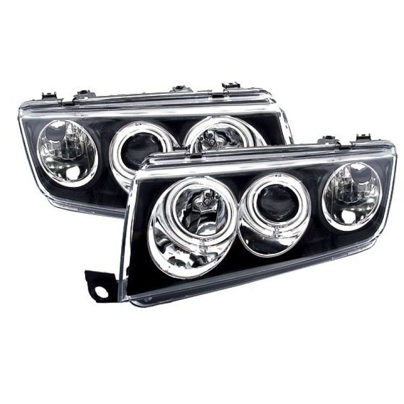 Φανάρια εμπρός Skoda Fabia (1999-2007) angel eyes, μαύρα , χωρίς λάμπες (Η7) - σετ 2τμχ.