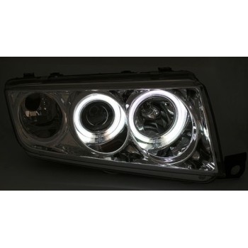 Φανάρια εμπρός Skoda Fabia (1999-2007) angel eyes, μαύρα , χωρίς λάμπες (Η7) - σετ 2τμχ.