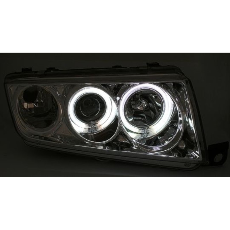 Φανάρια εμπρός Skoda Fabia (1999-2007) angel eyes, μαύρα , χωρίς λάμπες (Η7) - σετ 2τμχ.