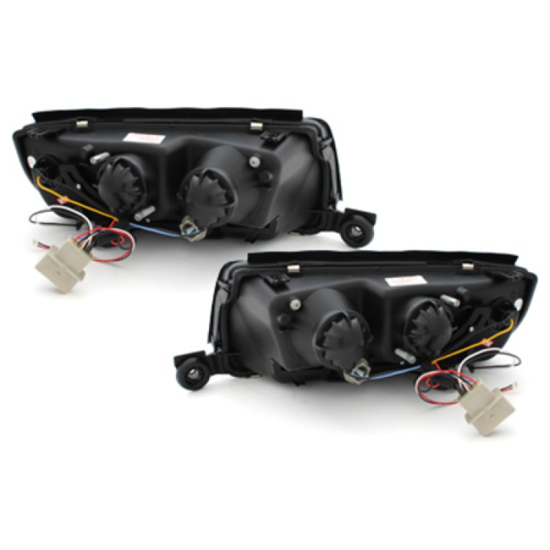 Φανάρια εμπρός Skoda Fabia (1999-2007) led , μαύρα , με λάμπες (Η1) - σετ 2τμχ.