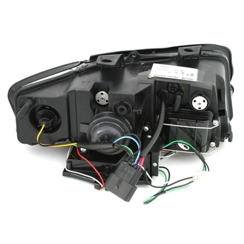 Φανάρια εμπρός Audi A4 B6 (2001-2004) led Lightbar Design -μαύρα , με λάμπες (Η1) - σετ 2τμχ.
