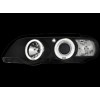 Φανάρια εμπρός BMW X5 (1999-2003) angel eyes - μαύρα , με λάμπες (Η1) - σετ 2τμχ.