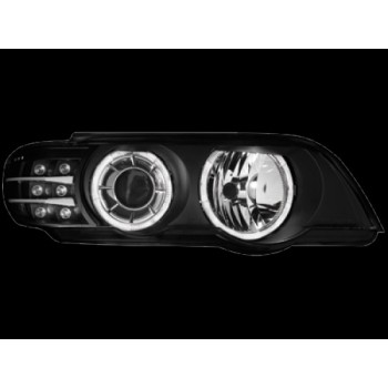 Φανάρια εμπρός BMW X5 (1999-2003) - μαύρα με led φλας , χωρίς λάμπες (Η7) - σετ 2τμχ.