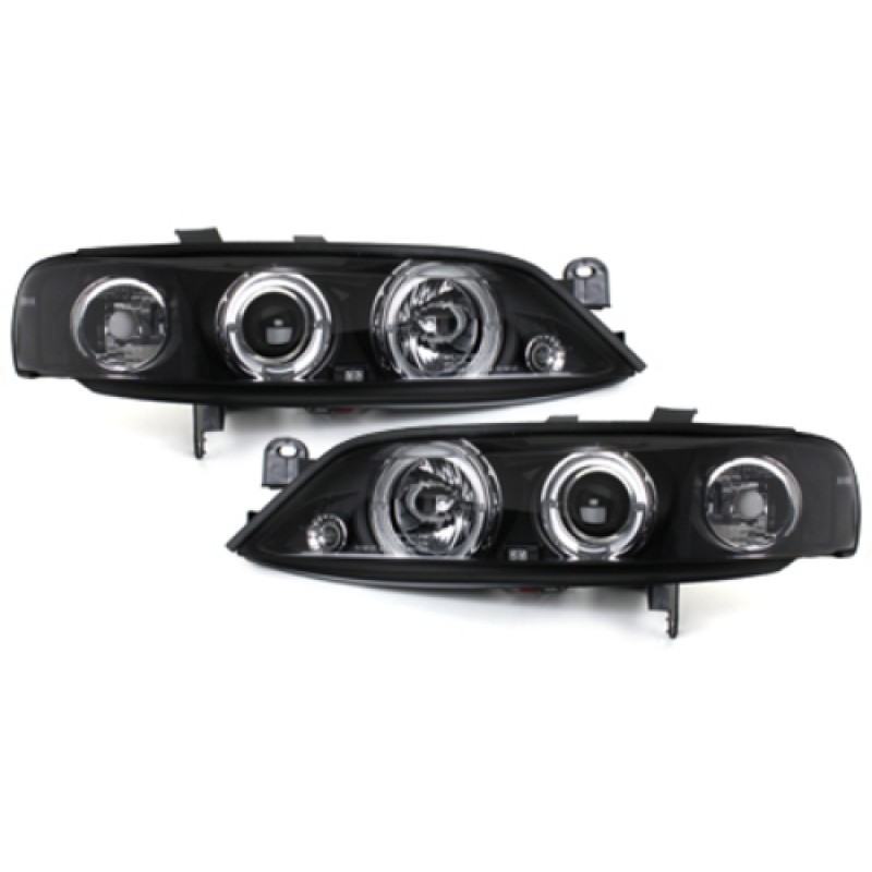 Φανάρια εμπρός Opel Vectra B (1996-2001) angel eyes, με λάμπες (Η1) - σετ 2τμχ.