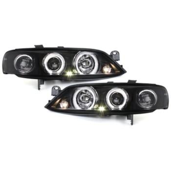 Φανάρια εμπρός Opel Vectra B (1996-2001) angel eyes, με λάμπες (Η1) - σετ 2τμχ.