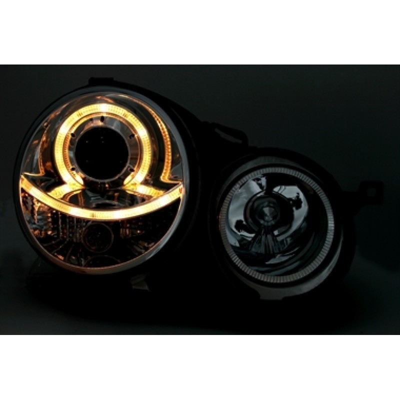 Φανάρια εμπρός Vw Polo 9N (2001-2005) angel eyes - chrome , χωρίς λάμπες (Η7) - σετ 2τμχ.
