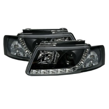 Φανάρια εμπρός Vw Passat 3Β/B5 (1997-2000) led - μαύρα , με λάμπες (Η1) - σετ 2τμχ.