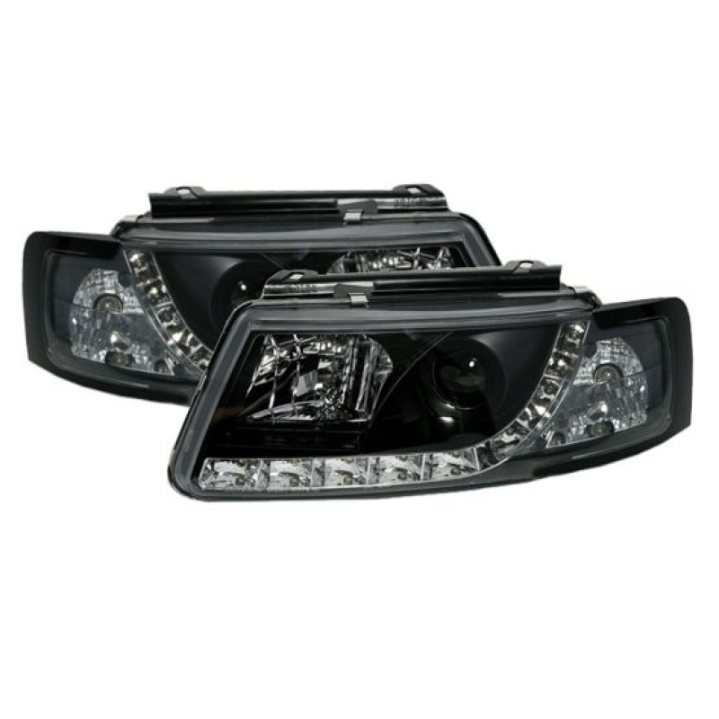 Φανάρια εμπρός Vw Passat 3Β/B5 (1997-2000) led - μαύρα , με λάμπες (Η1) - σετ 2τμχ.