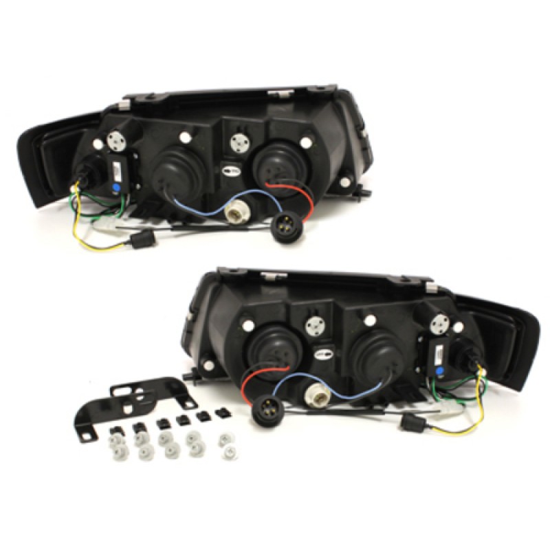 Φανάρια εμπρός Vw Passat 3Β/B5 (1997-2000) led - μαύρα , με λάμπες (Η1) - σετ 2τμχ.
