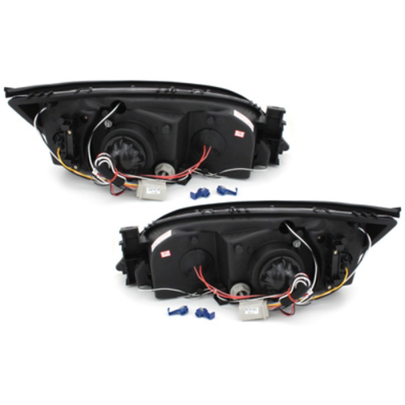 Φανάρια εμπρός Ford Mondeo (2000-2007) - μαύρα , με λάμπες (Η1) - σετ 2τμχ.