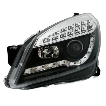 Φανάρια εμπρός Opel Astra H (2004-2009) led με DRL - black , με λάμπες (Η1) - σετ 2τμχ.