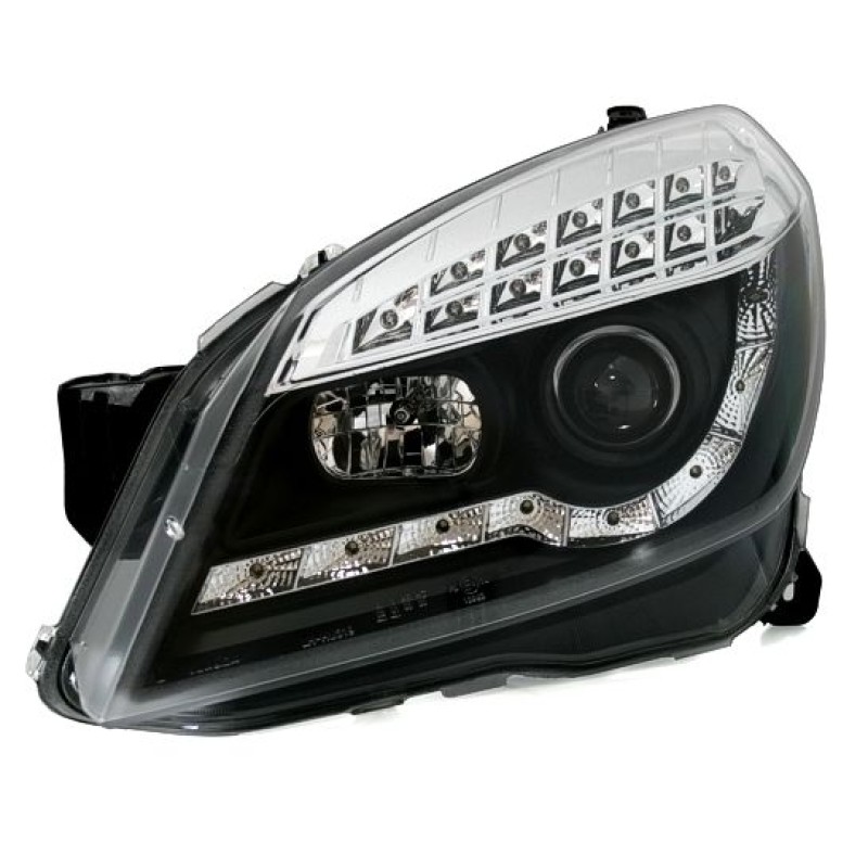 Φανάρια εμπρός Opel Astra H (2004-2009) led με DRL - black , με λάμπες (Η1) - σετ 2τμχ.