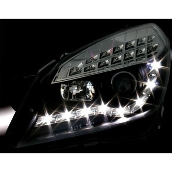 Φανάρια εμπρός Opel Astra H (2004-2009) led με DRL - black , με λάμπες (Η1) - σετ 2τμχ.