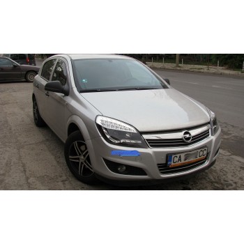 Φανάρια εμπρός Opel Astra H (2004-2009) led με DRL - black , με λάμπες (Η1) - σετ 2τμχ.