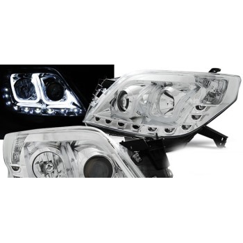 Φανάρια εμπρός Toyota Land Cruiser 150 (2009-2013) led - chrome , με λάμπες (Η1) - σετ 2τμχ.