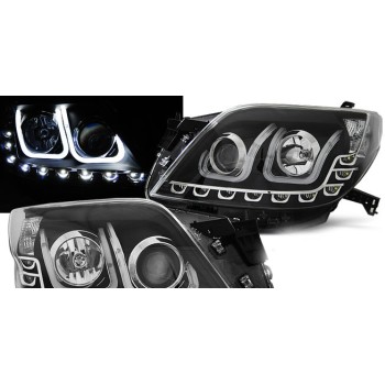 Φανάρια εμπρός Toyota Land Cruiser 150 (2009-2013) led - μαύρα , με λάμπες (Η1) - σετ 2τμχ.