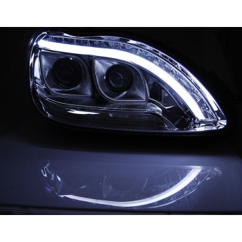 Φανάρια εμπρός Mercedes S-Class (1998-2005) led lightbar design, με λάμπες (Η1) - σετ 2τμχ.