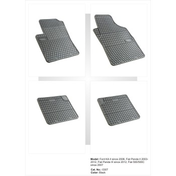 Λαστιχένια πατάκια FIAT 500 / 500C (2007+) / Panda (2003-2012) / FORD Ka (2008-2016) - 4τμχ.