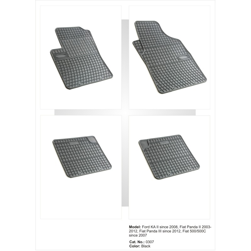 Λαστιχένια πατάκια FIAT 500 / 500C (2007+) / Panda (2003-2012) / FORD Ka (2008-2016) - 4τμχ.