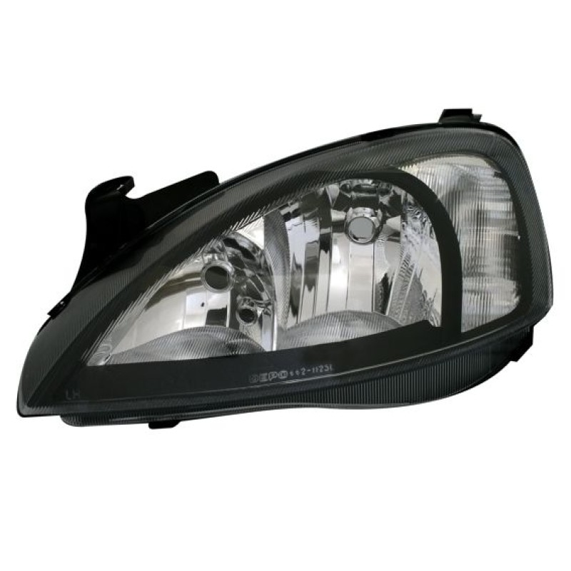 Φανάρια εμπρός Opel Corsa (2001-2006) - μαύρα , χωρίς λάμπες (Η1) - σετ 2τμχ.