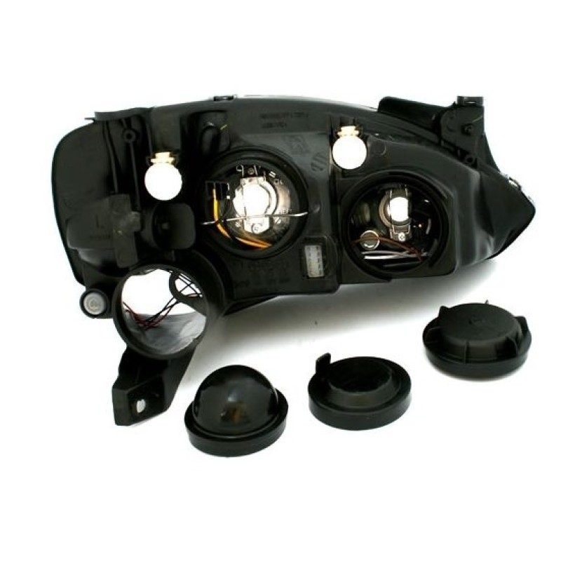 Φανάρια εμπρός Opel Corsa (2001-2006) - μαύρα , χωρίς λάμπες (Η1) - σετ 2τμχ.