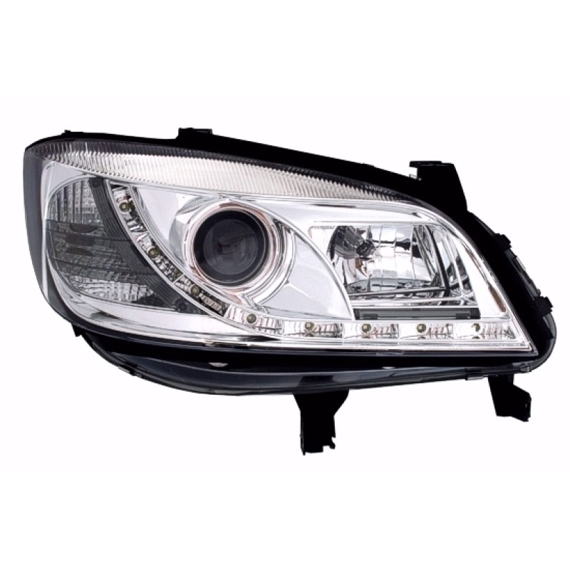 Φανάρια εμπρός Opel Zafira A (1999-2005) led - chrome , με λάμπες (Η1) - σετ 2τμχ.