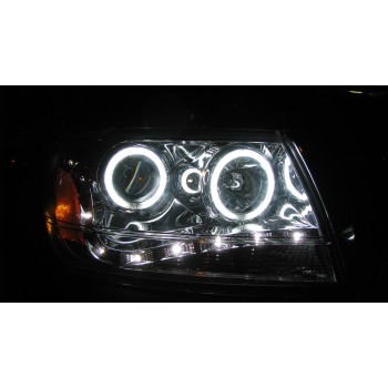 Φανάρια εμπρός Jeep Grand Cherokee (1999-2005) angel eyes CCFL - chrome