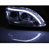 Φανάρια εμπρός Mercedes W 220 S-Class (1998-2005) led lightbar design - μαύρα , με λάμπες (Η1) - σετ 2τμχ.