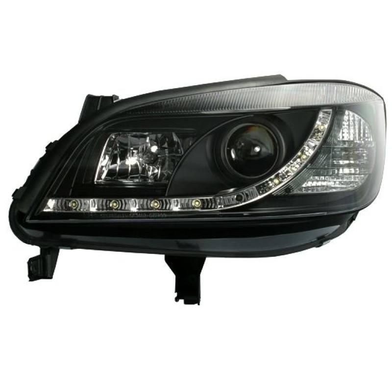 Φανάρια εμπρός Opel Zafira A (1999-2005) led - μαύρα , με λάμπες (Η1) - σετ 2τμχ.