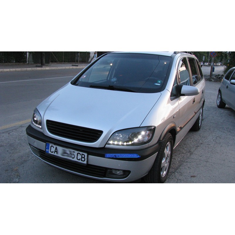 Φανάρια εμπρός Opel Zafira A (1999-2005) led - μαύρα , με λάμπες (Η1) - σετ 2τμχ.