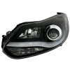 Φανάρια εμπρός Ford Focus (2011-2014) led - μαύρα , με λάμπες (Η1) - σετ 2τμχ.