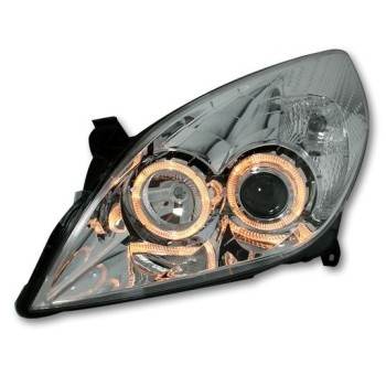 Φανάρια εμπρός Opel Vectra C (2005-2009) angel eyes - chrome , χωρίς λάμπες (Η7) - σετ 2τμχ.