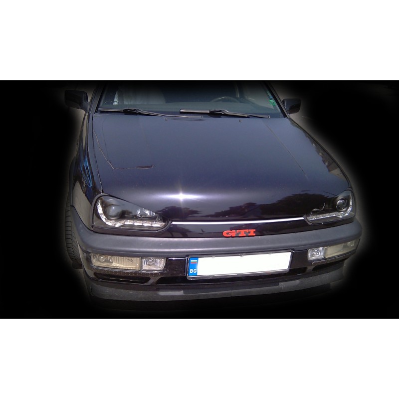 Φανάρια εμπρός Vw Golf ΙΙΙ - μαύρα , με λάμπες (Η1) led - σετ 2τμχ.