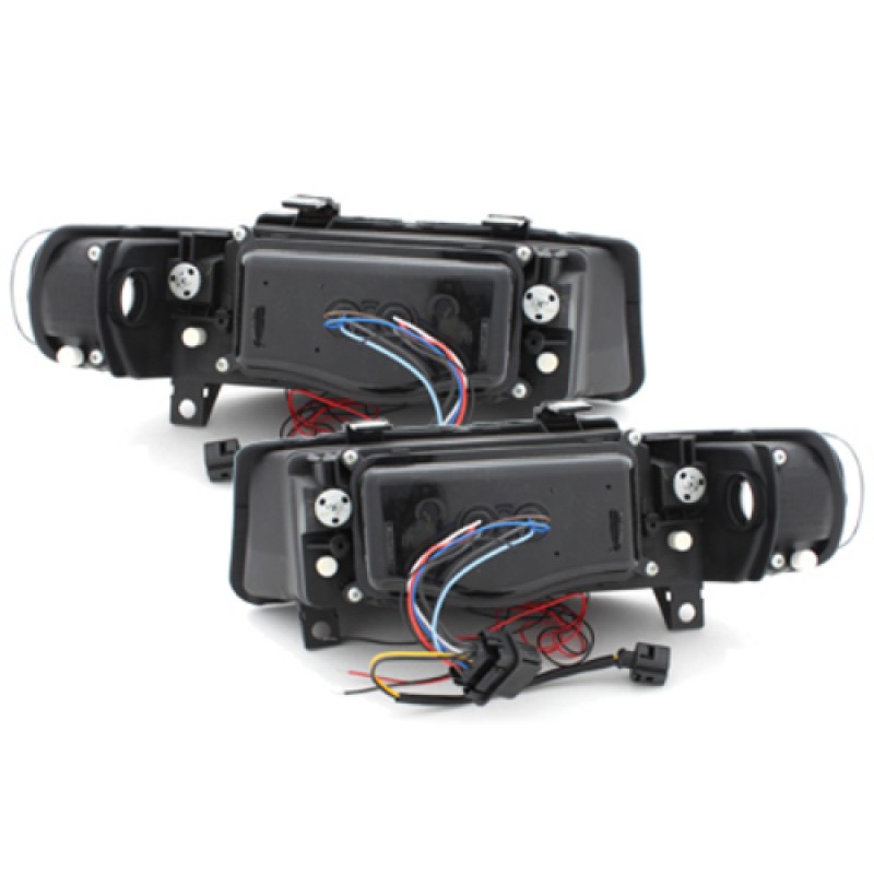 Φανάρια εμπρός Seat Leon /Toledo (1999-2004) angel eyes - μαύρα , με λάμπες (Η1) - σετ 2τμχ.