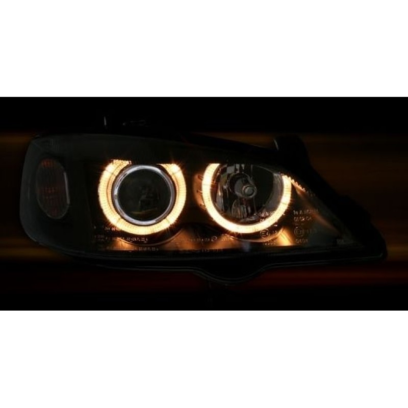 Φανάρια εμπρός Opel Astra G (1998-2004) angel eyes - μαύρα , χωρίς λάμπες (Η7) - σετ 2τμχ.
