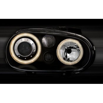 Φανάρια εμπρός Vw Golf IV R32 angel eyes - μαύρα , χωρίς λάμπες (Η7) - σετ 2τμχ.