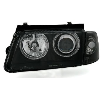 Φανάρια εμπρός Vw Passat 3Β/B5 (1997-2000) angel eyes - μαύρα , χωρίς λάμπες (Η7) - σετ 2τμχ.