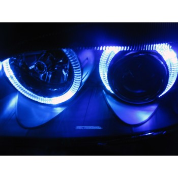 Φανάρια εμπρός Vw Passat 3Β/B5 (1997-2000) angel eyes - μαύρα , χωρίς λάμπες (Η7) - σετ 2τμχ.