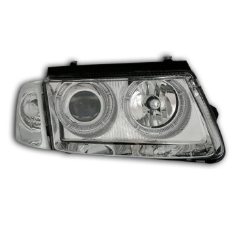 Φανάρια εμπρός Vw Passat 3Β/B5 (1997-2000) angel eyes - chrome , χωρίς λάμπες (Η7) - σετ 2τμχ.