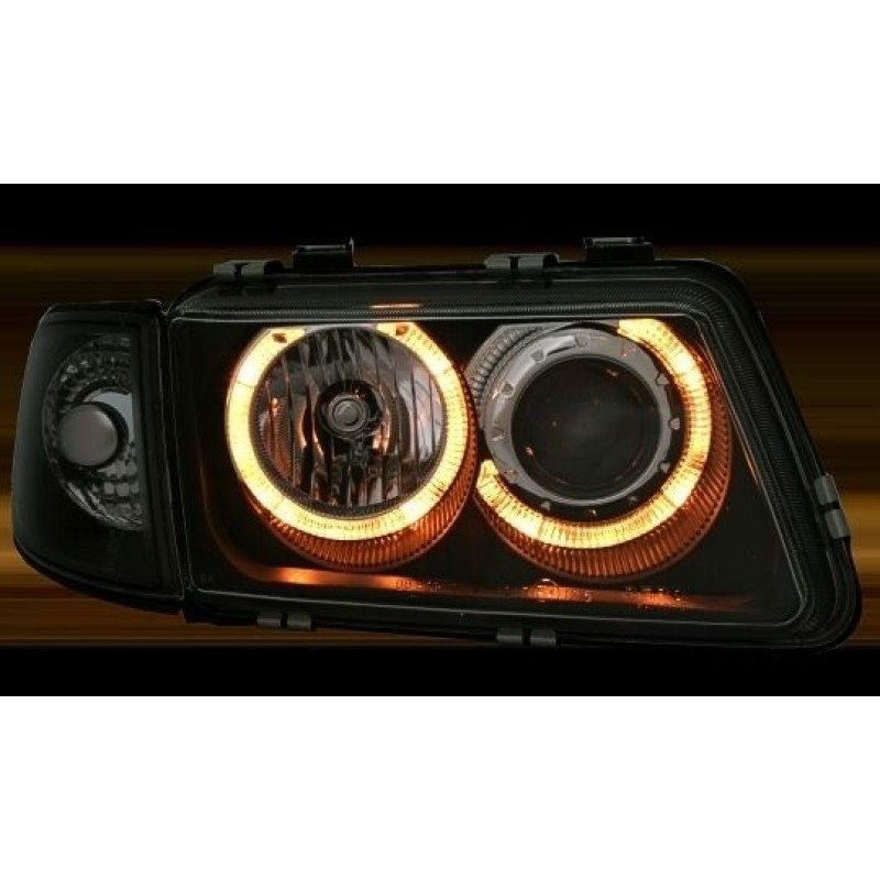 Φανάρια εμπρός Audi A3 (1996-2000) angel eyes - chrome , χωρίς λάμπες (Η7) - σετ 2τμχ.
